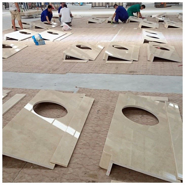 Single Oval Sink Crema Marfil Marble Vanity Top