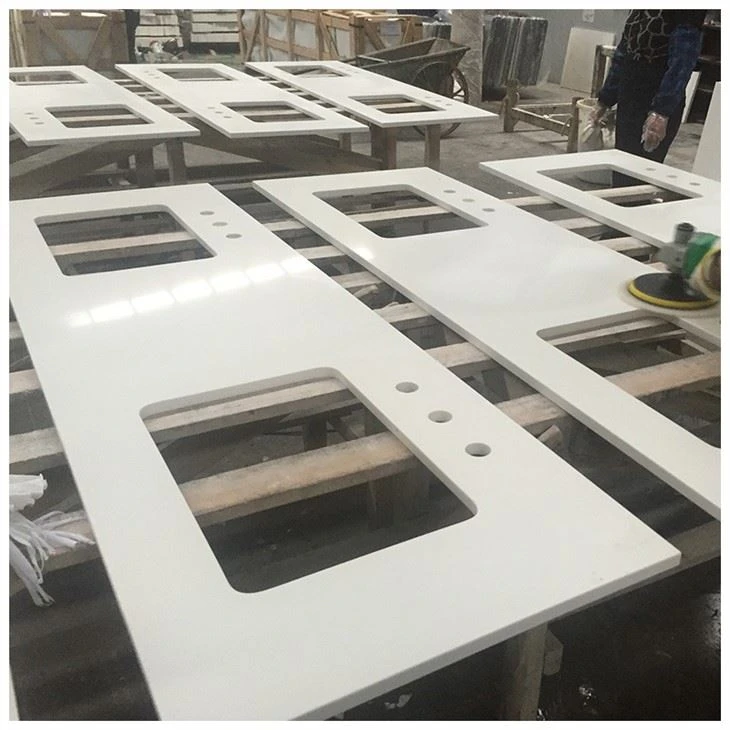 Countertops tal-kamra tal-banju tal-kwarz Double Sink