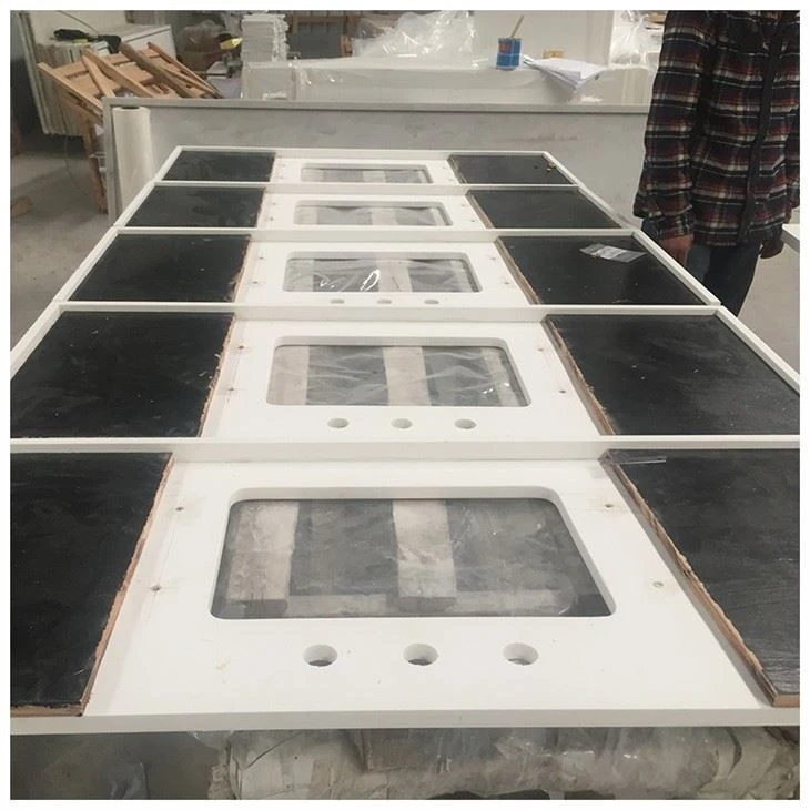 Quartz Bathroom Countertops Double Rectangular Sink