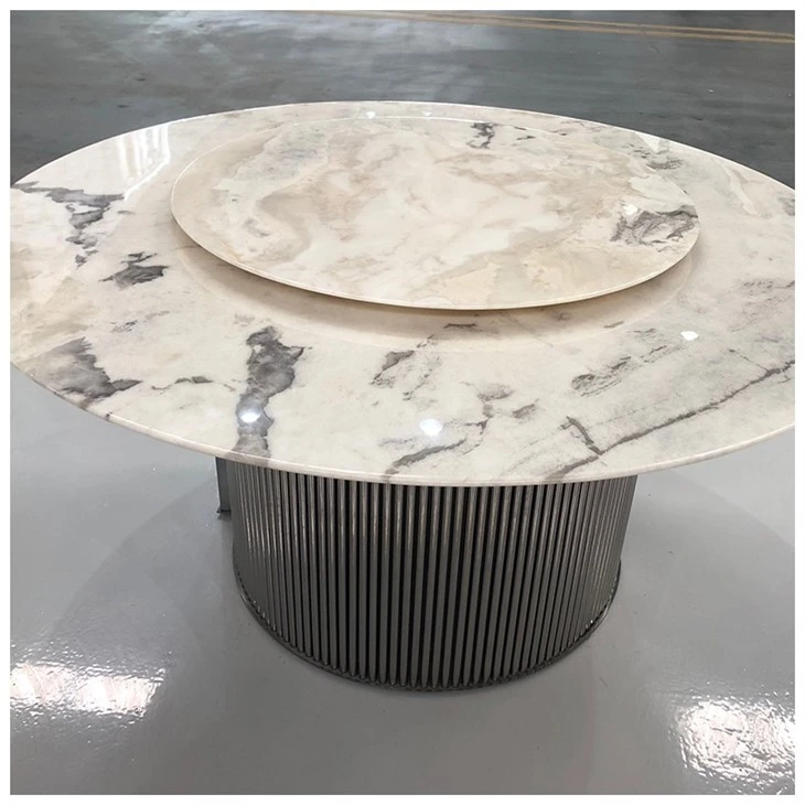 Oyster White Marble Round Tables