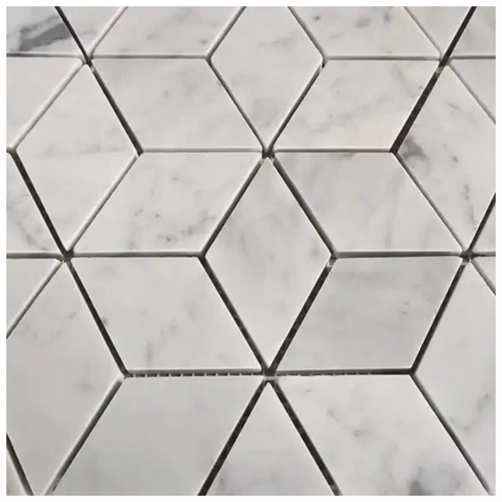 Carrara Irħam Rhombus Mosaic Tile