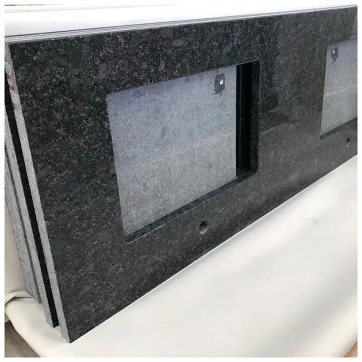 Double Sink Steel Grey Granite Vanity Countertops