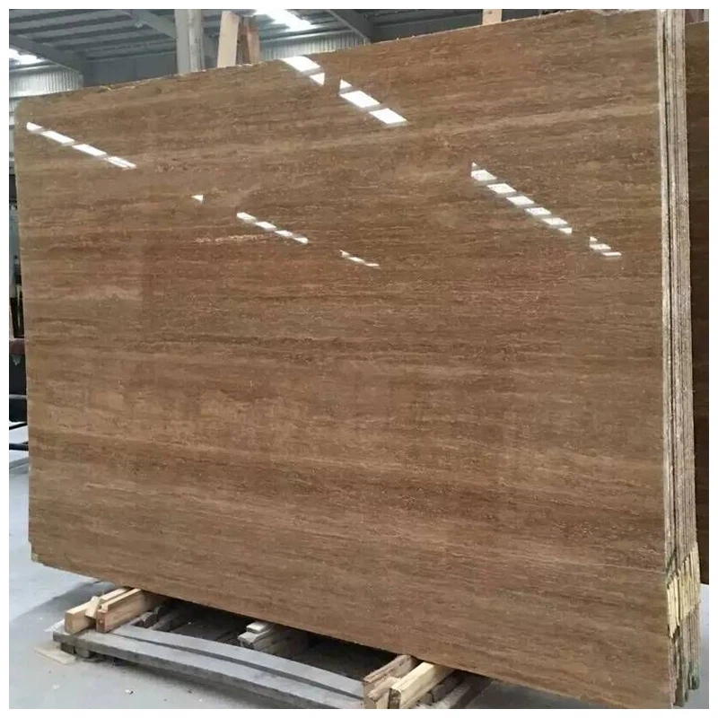 Dark Brown Travertine Polished Slabs