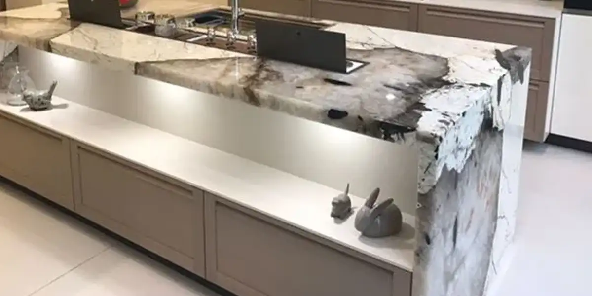 Patagonia Exotic Quartzite Waterfall Countertops in Villas Kitchen Patagonia Exotic Quartzite Waterfall Countertops in Villas Kitchen