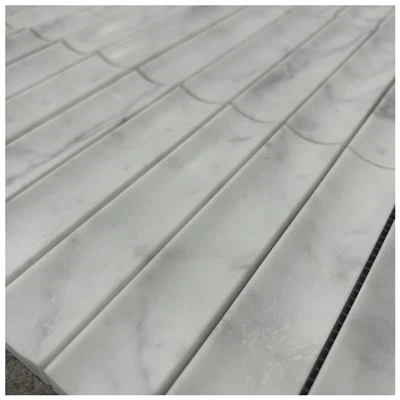 Bianco Carrara White Marble Concave Mosaic Madum